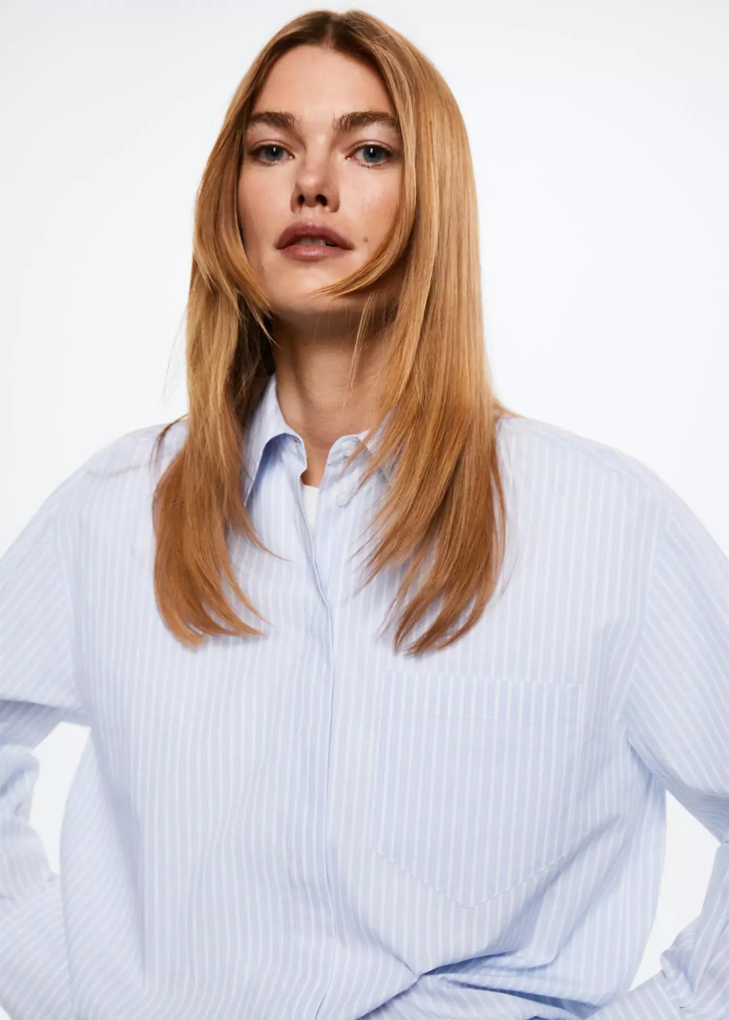Blue Oversize Cotton Shirt, , large image number 1