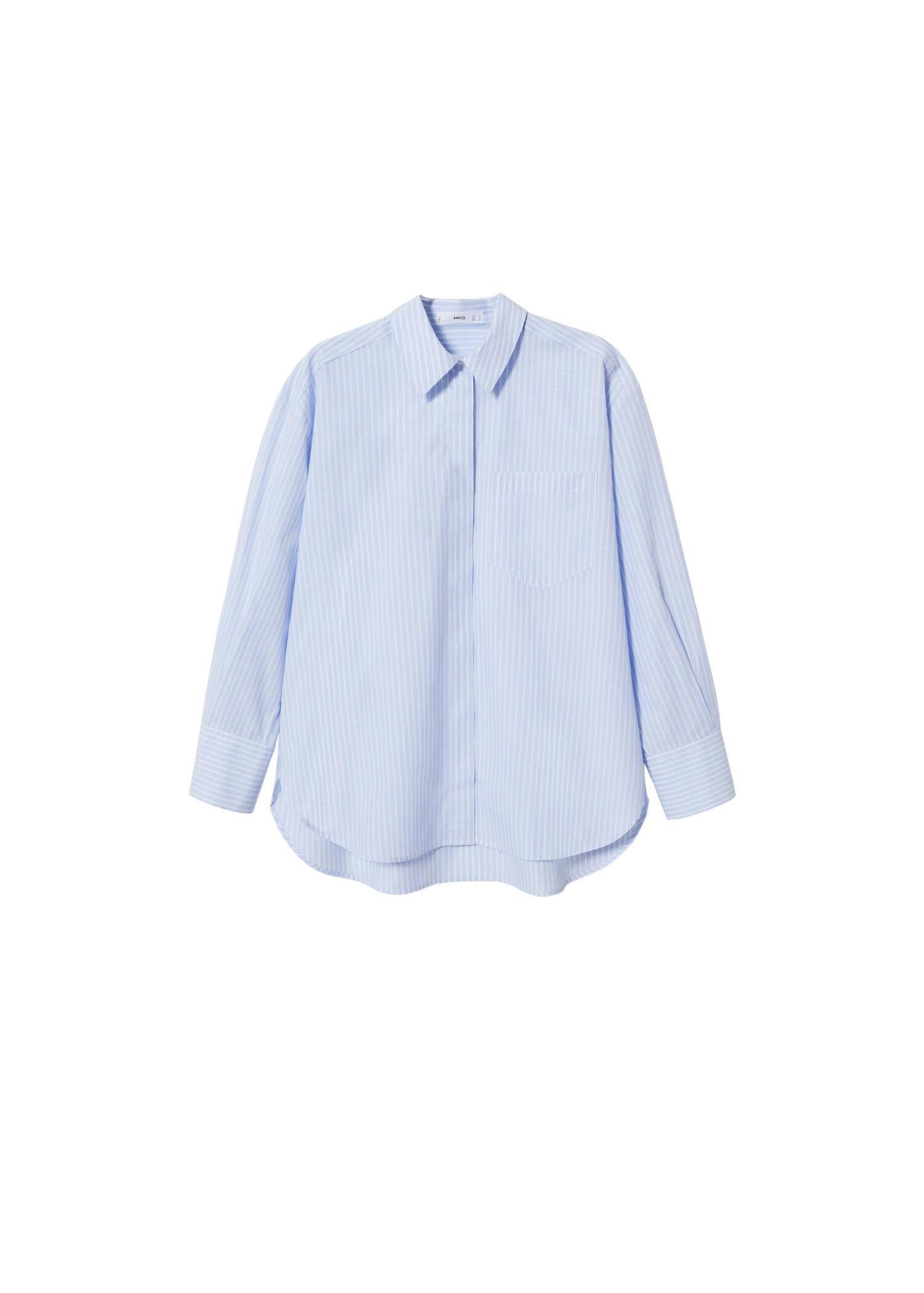 Blue Oversize Cotton Shirt, , large image number 3