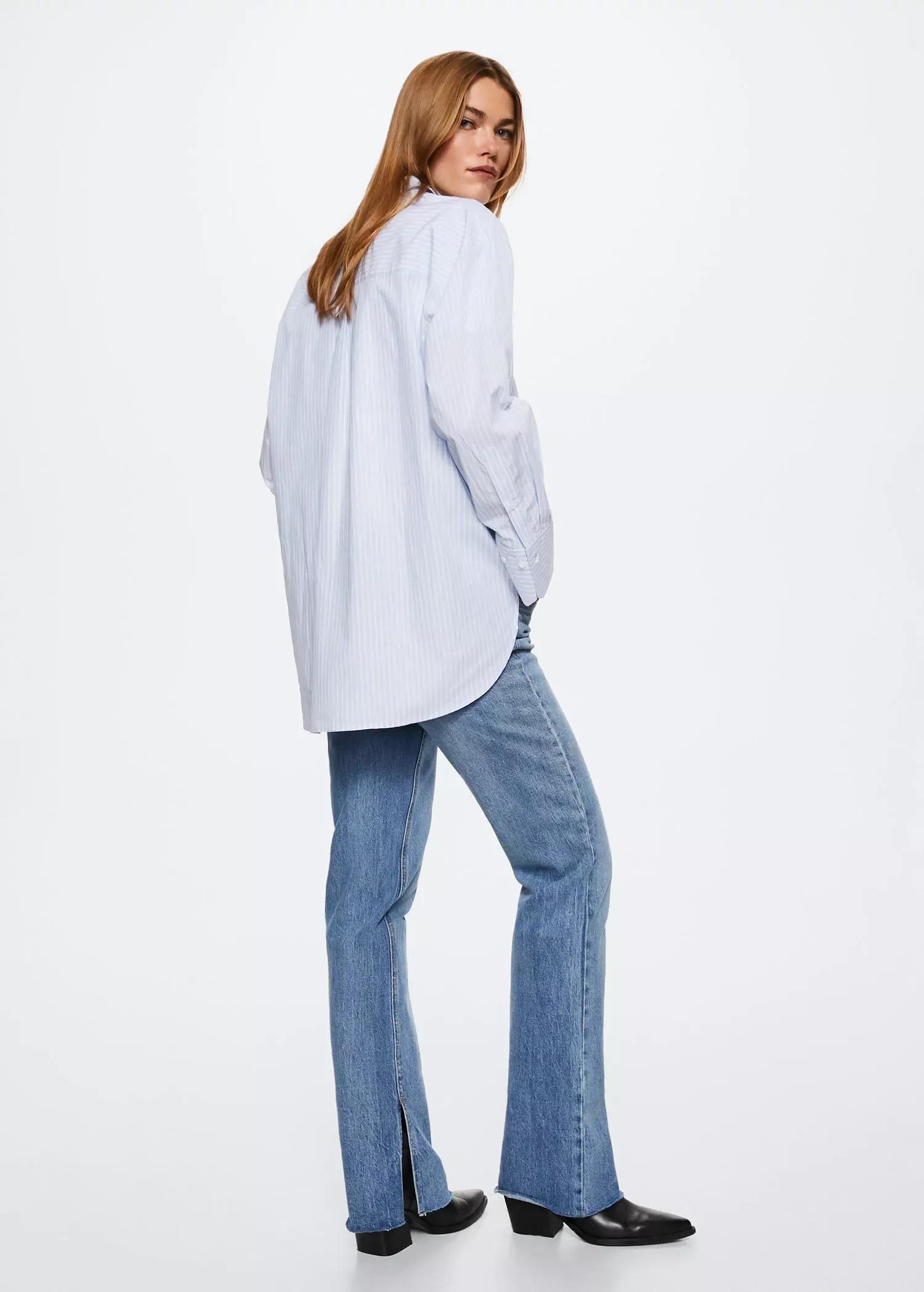 Blue Oversize Cotton Shirt, , large image number 5