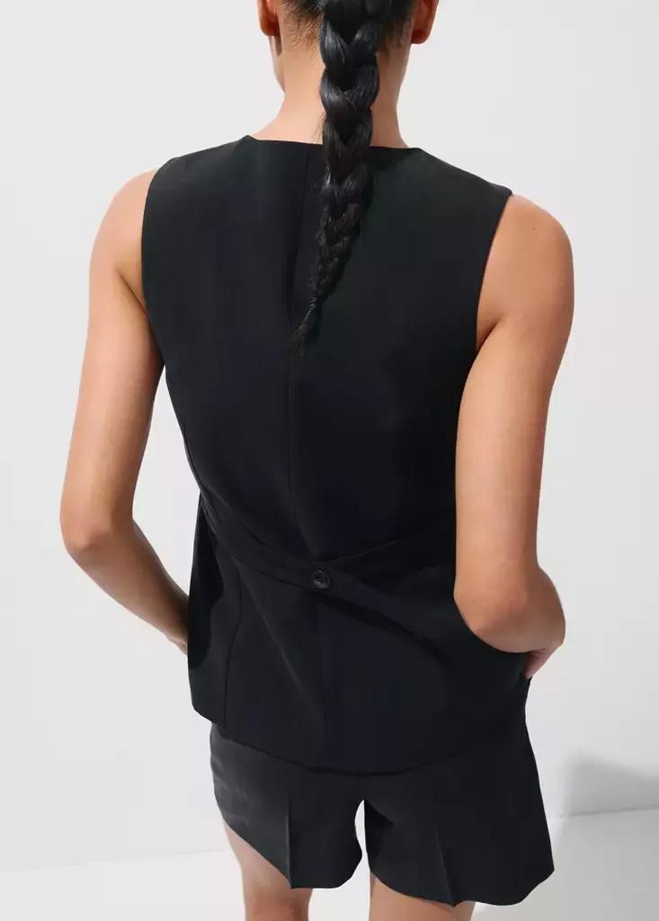 Black Waistcoat With Buttons And Pockets, , large image number 2