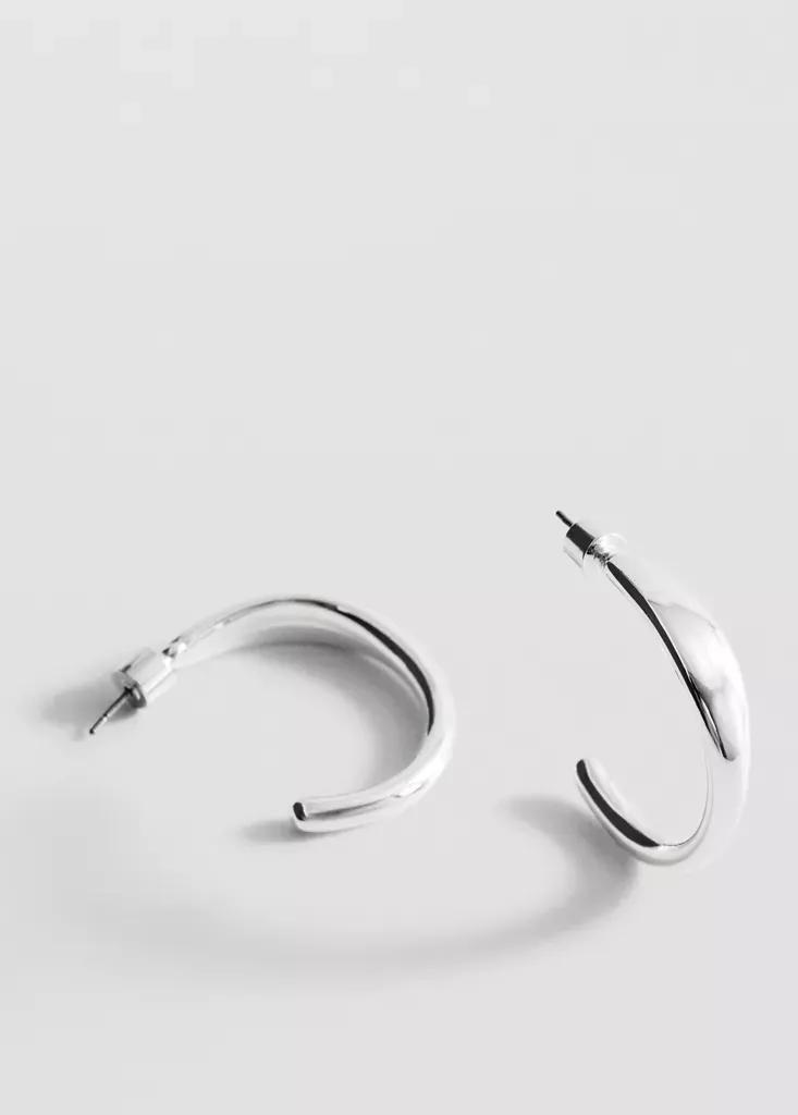 Silver Hoop Earrings, , medium