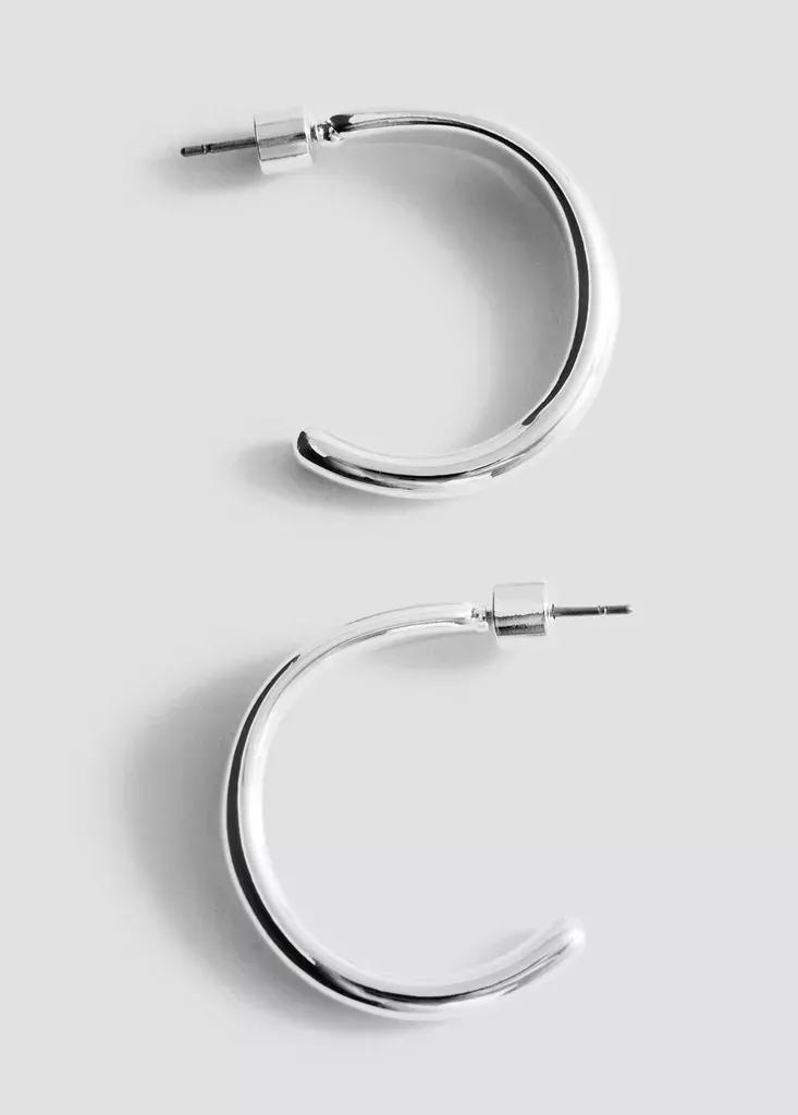 Silver Hoop Earrings, , medium
