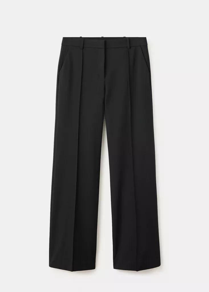 Black Flared Trousers With Seams, , large image number 4