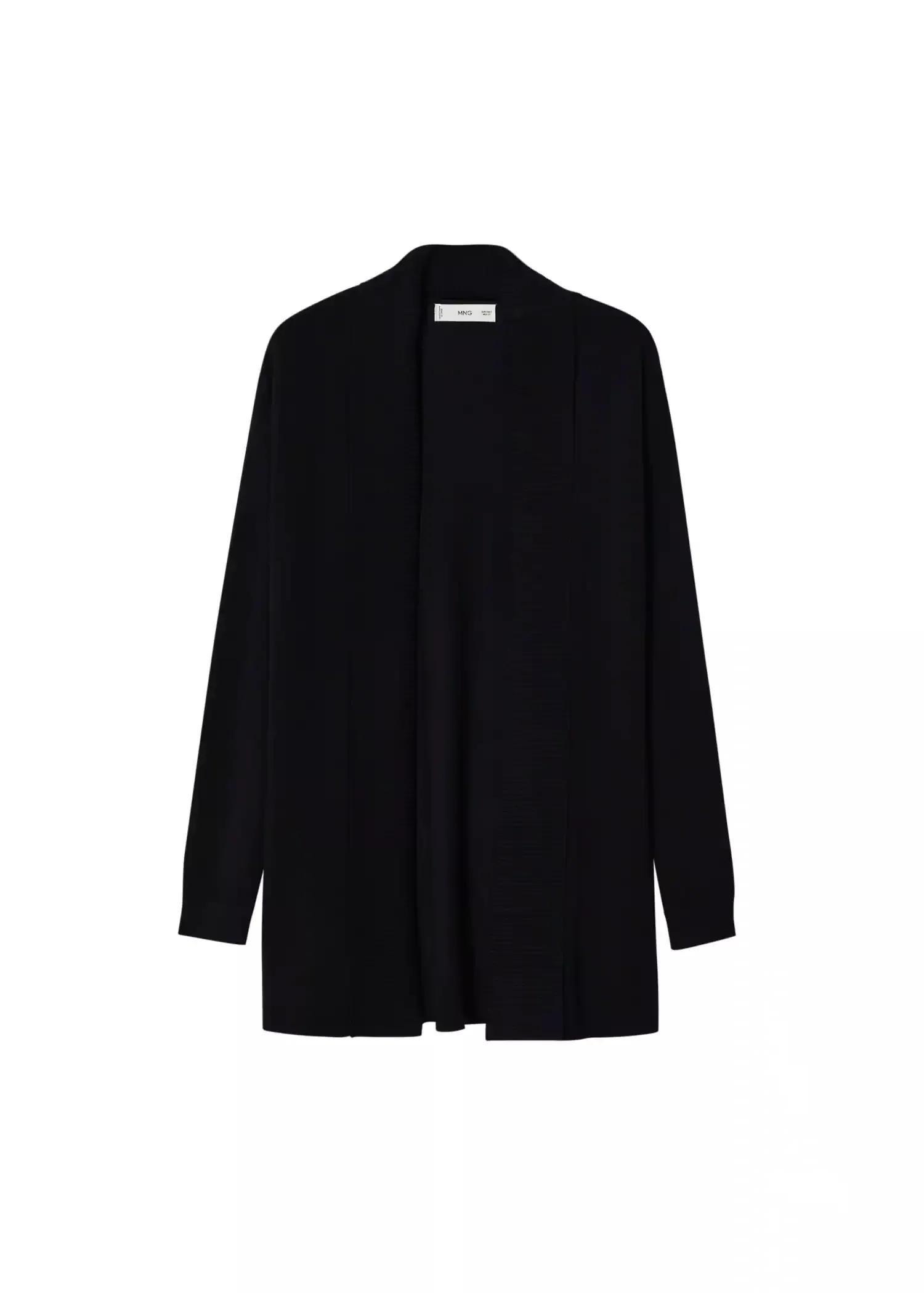Black Fine-Knit Cardigan, , large image number 3