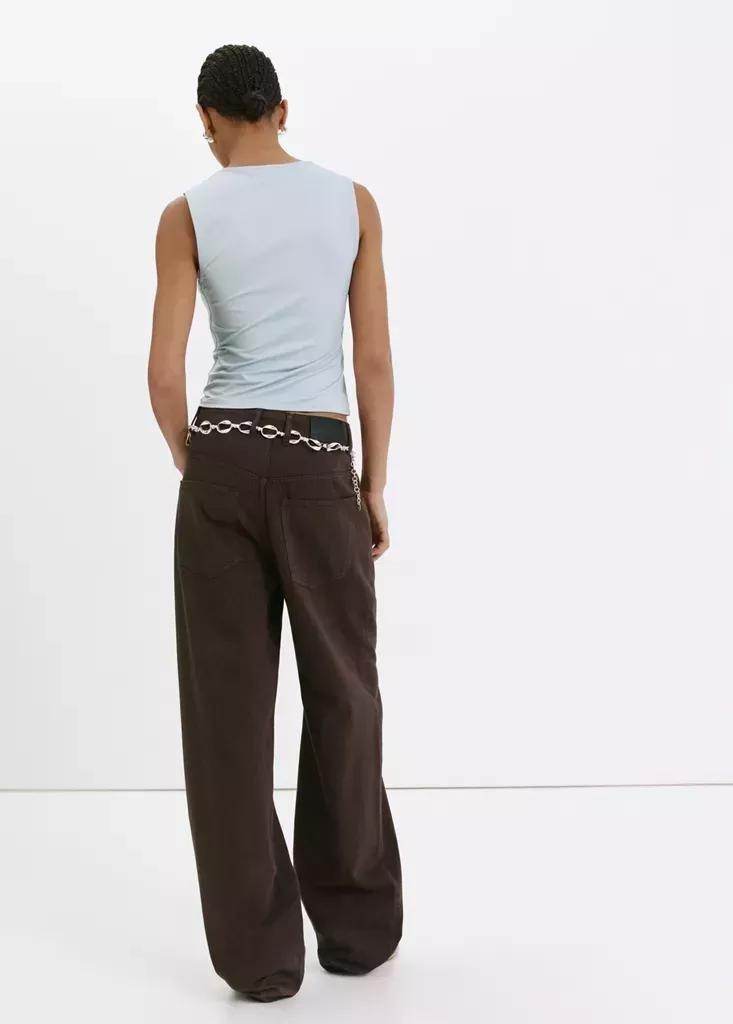 Blue Fitted V-Neck Top, , large image number 2