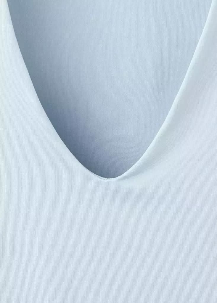 Blue Fitted V-Neck Top, , large image number 5