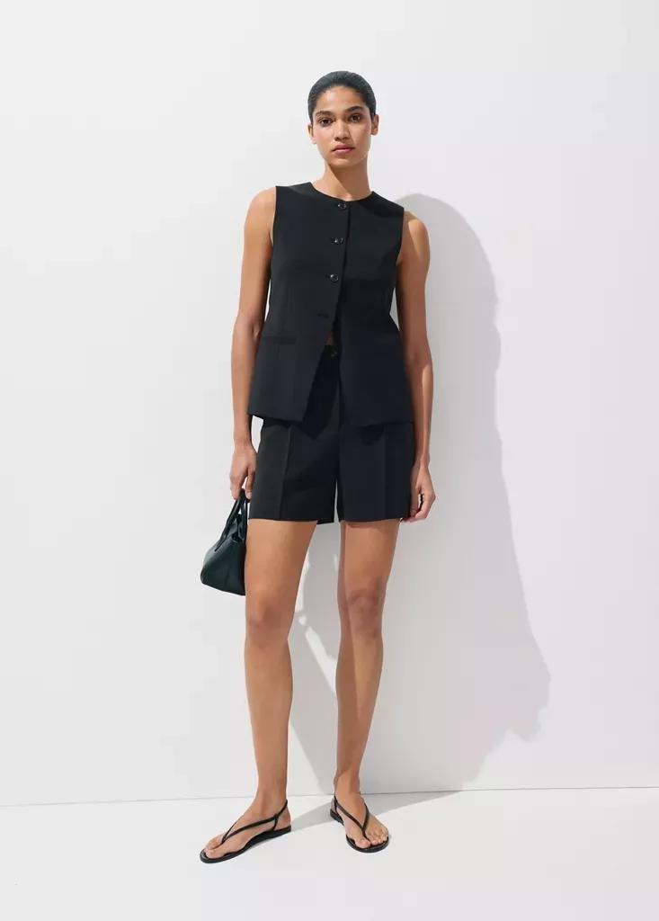 Black Straight Mid-Rise Bermuda Shorts, , medium