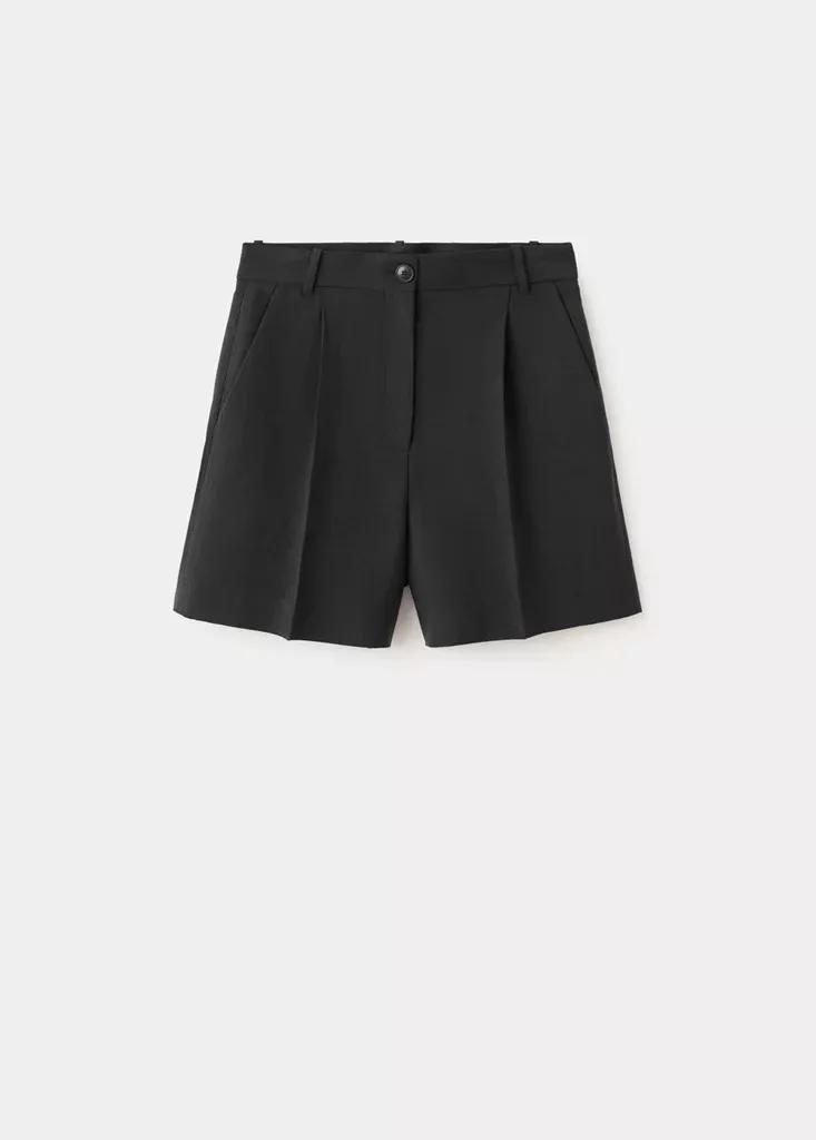 Black Straight Mid-Rise Bermuda Shorts, , large image number 4