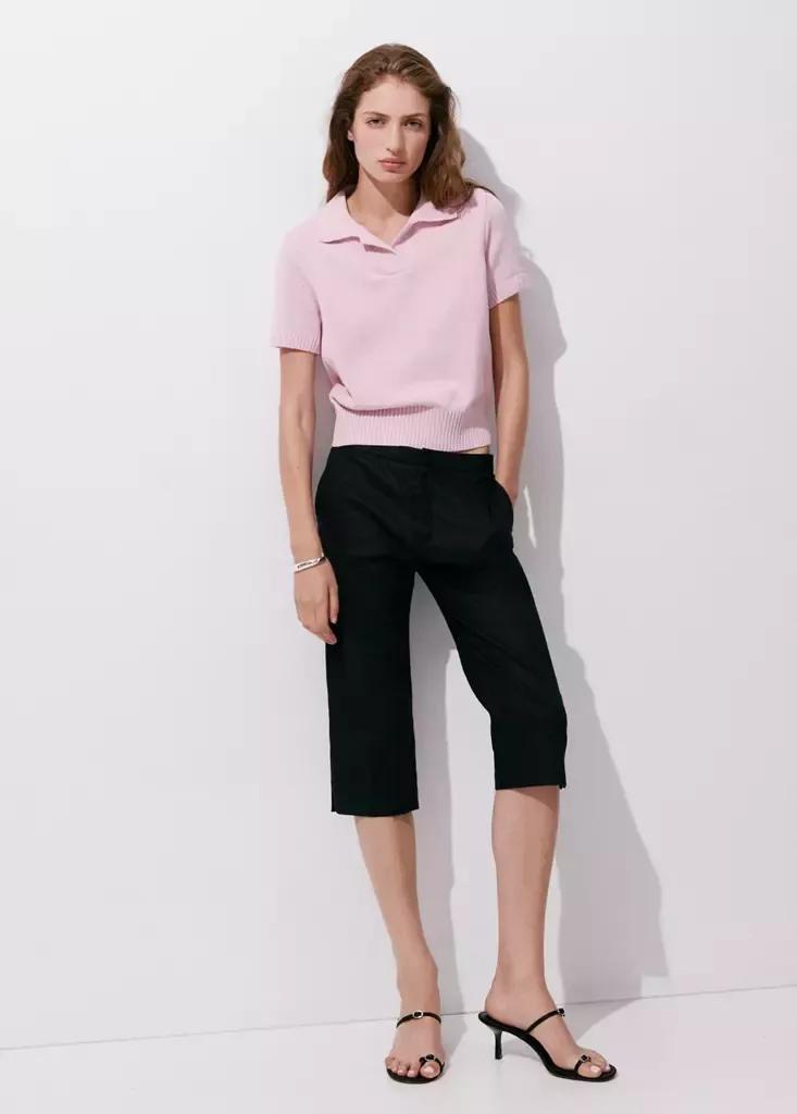 Pink Cotton Knit Polo, , medium