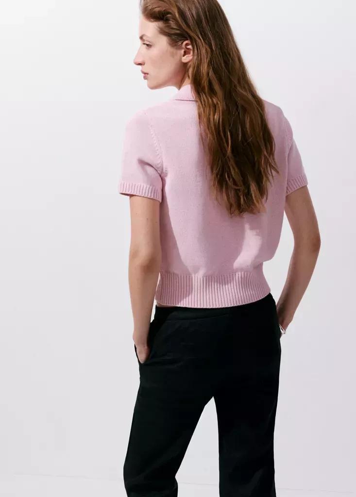 Pink Cotton Knit Polo, , medium