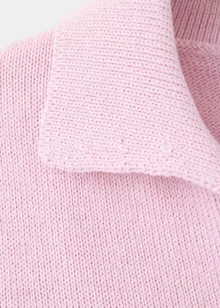 Pink Cotton Knit Polo, , large image number 5