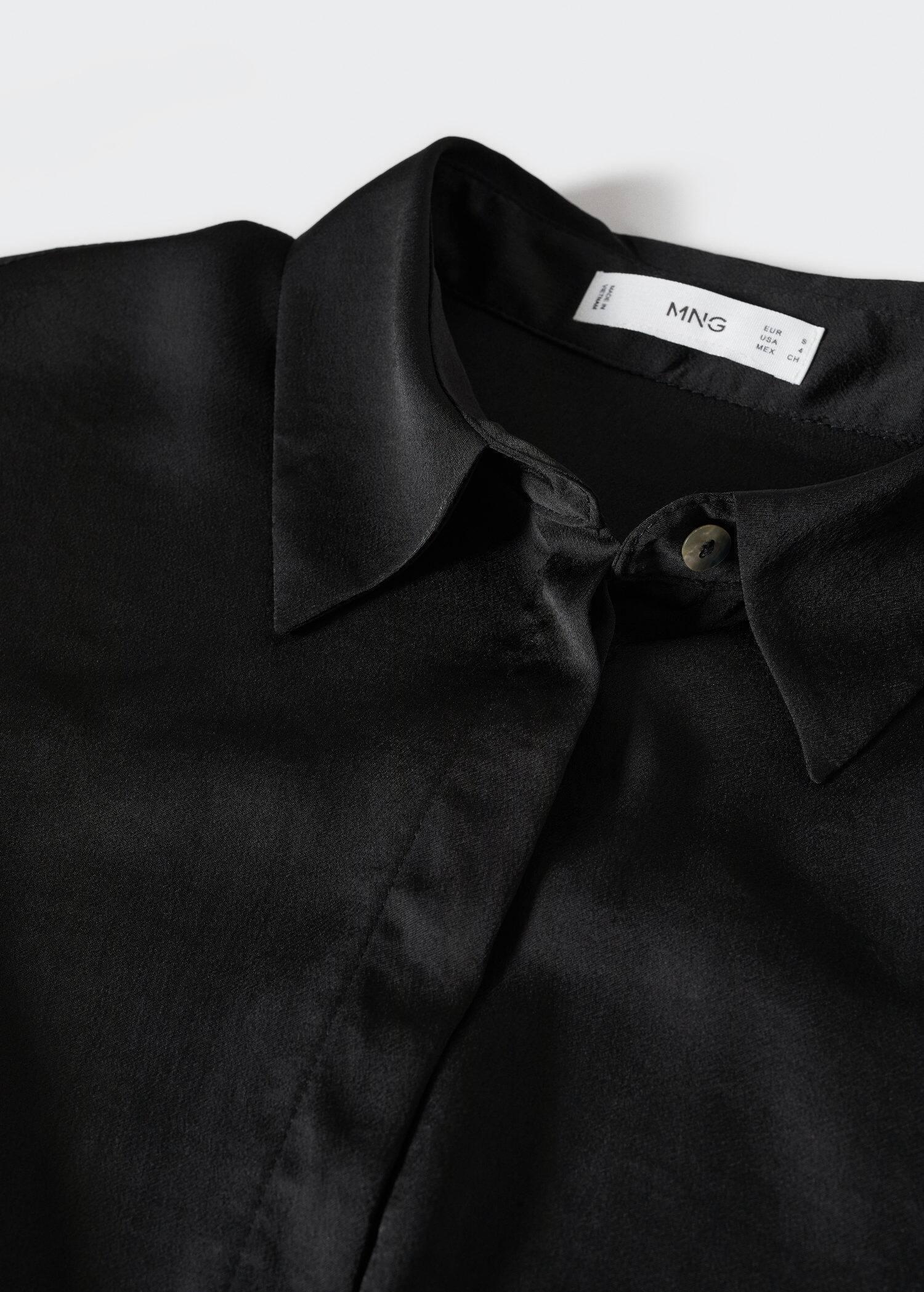 Black Satin Finish Flowy Shirt, , large image number 3