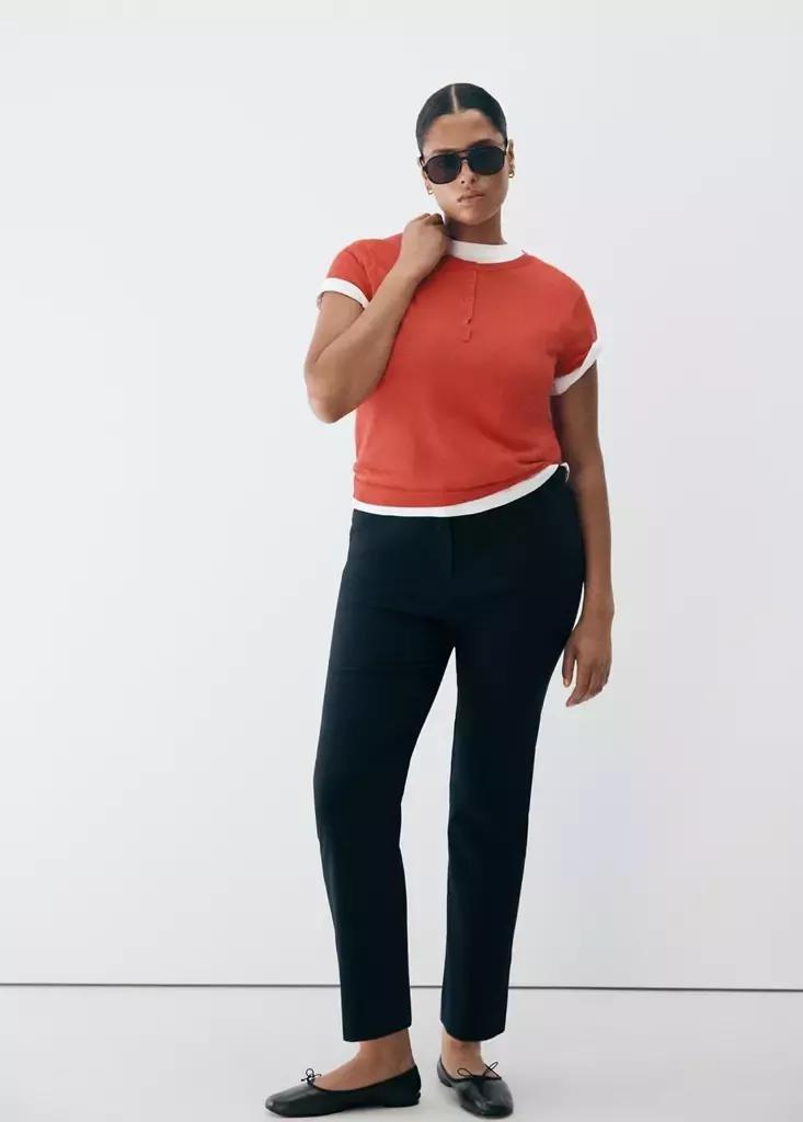 Navy Straight-Cut Crop Trousers, , large image number 10