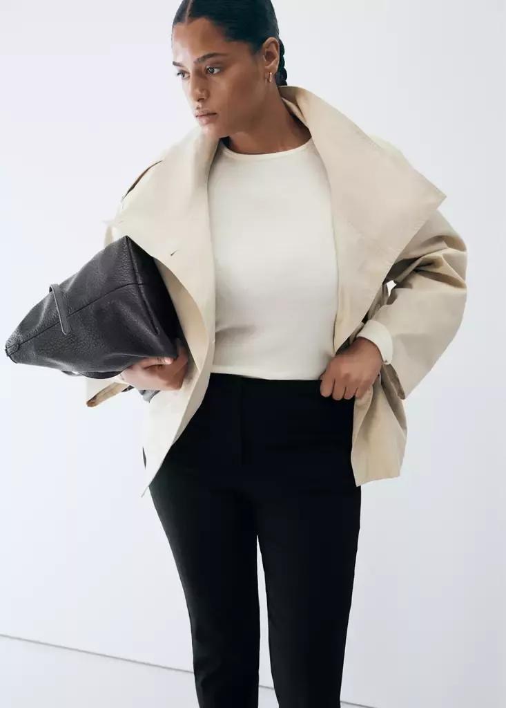 Black Straight-Cut Crop Trousers, , large image number 10