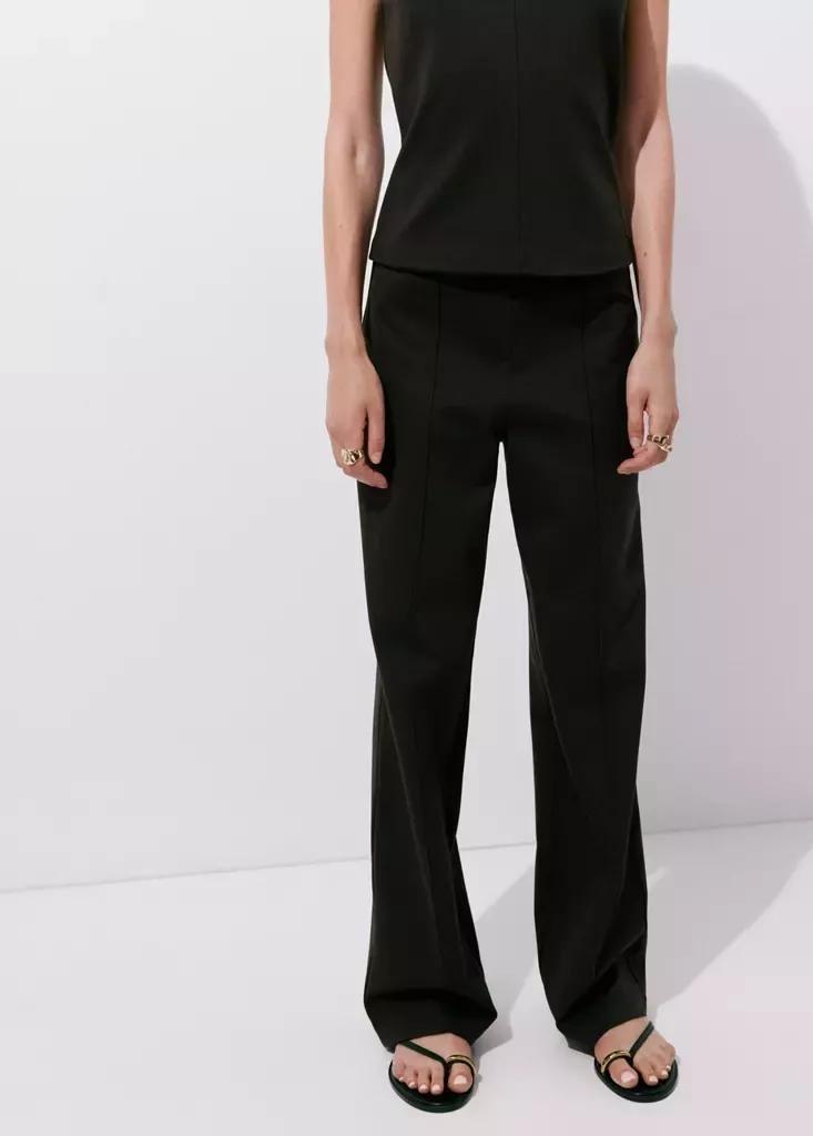 Brown Straight-Leg Trousers With Seam Detail, , medium