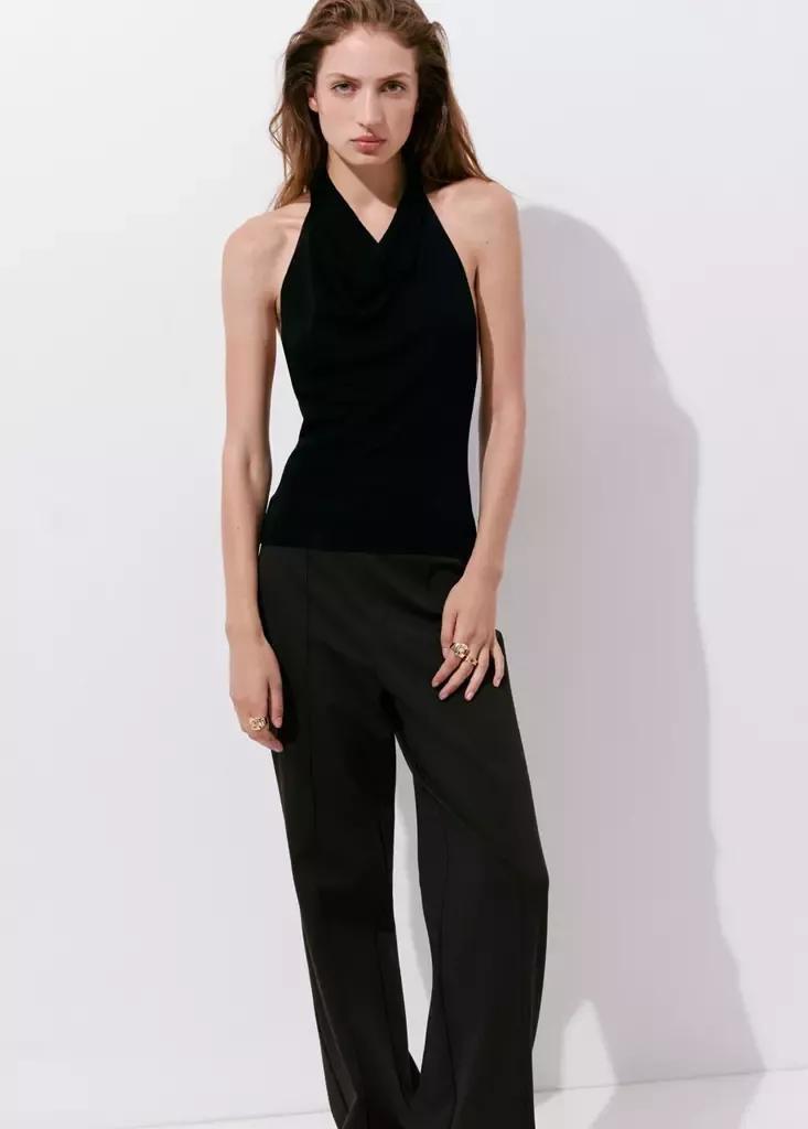 Brown Straight-Leg Trousers With Seam Detail, , large image number 3