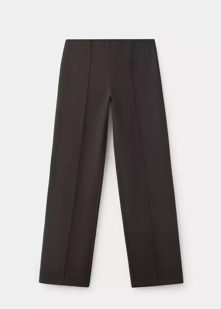 Brown Straight-Leg Trousers With Seam Detail, , large image number 4