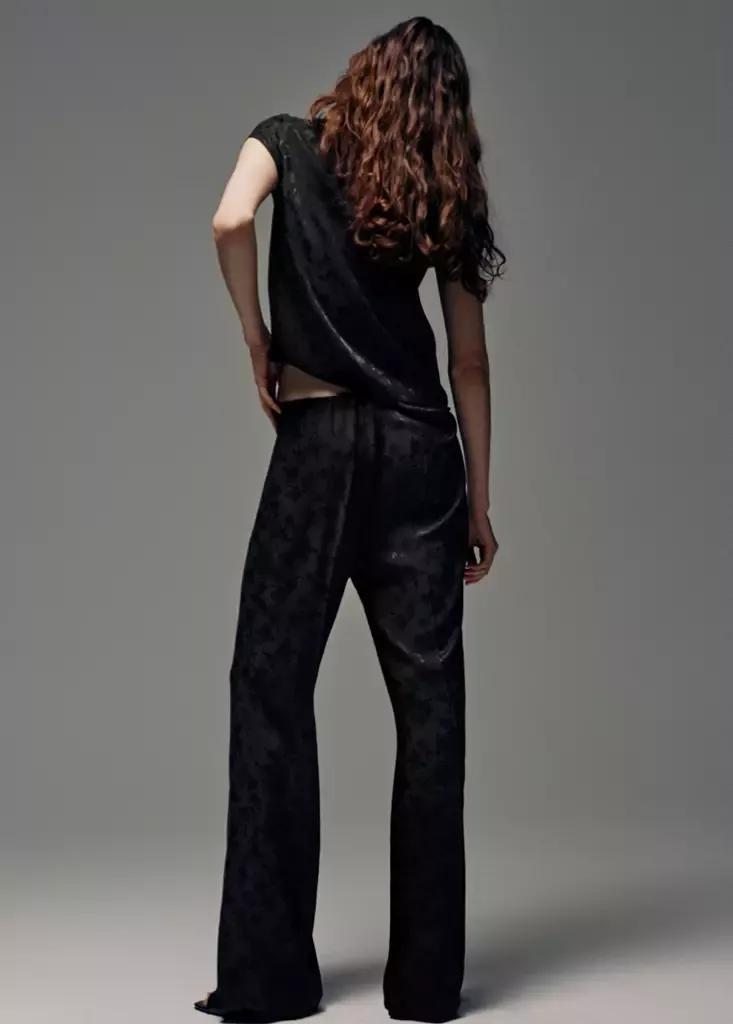 Charcoal Straight-Cut Jacquard Trousers, Charcoal, medium