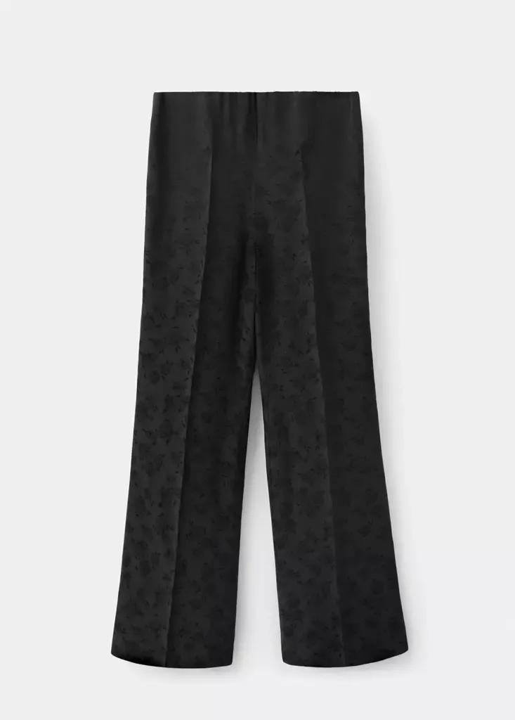 Charcoal Straight-Cut Jacquard Trousers, Charcoal, large image number 3