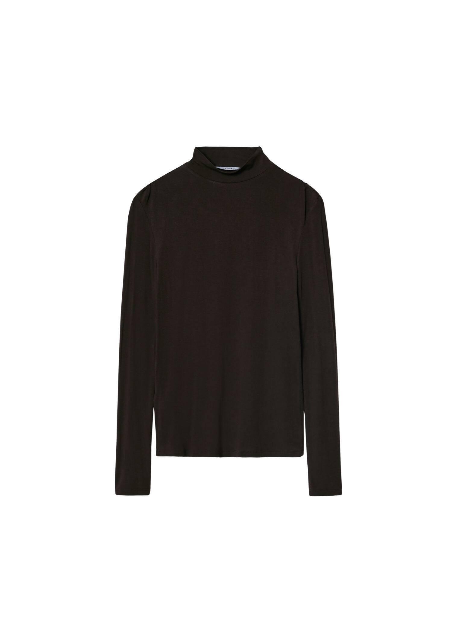 Brown Turtleneck Long-Sleeved T-Shirt, , large image number 8