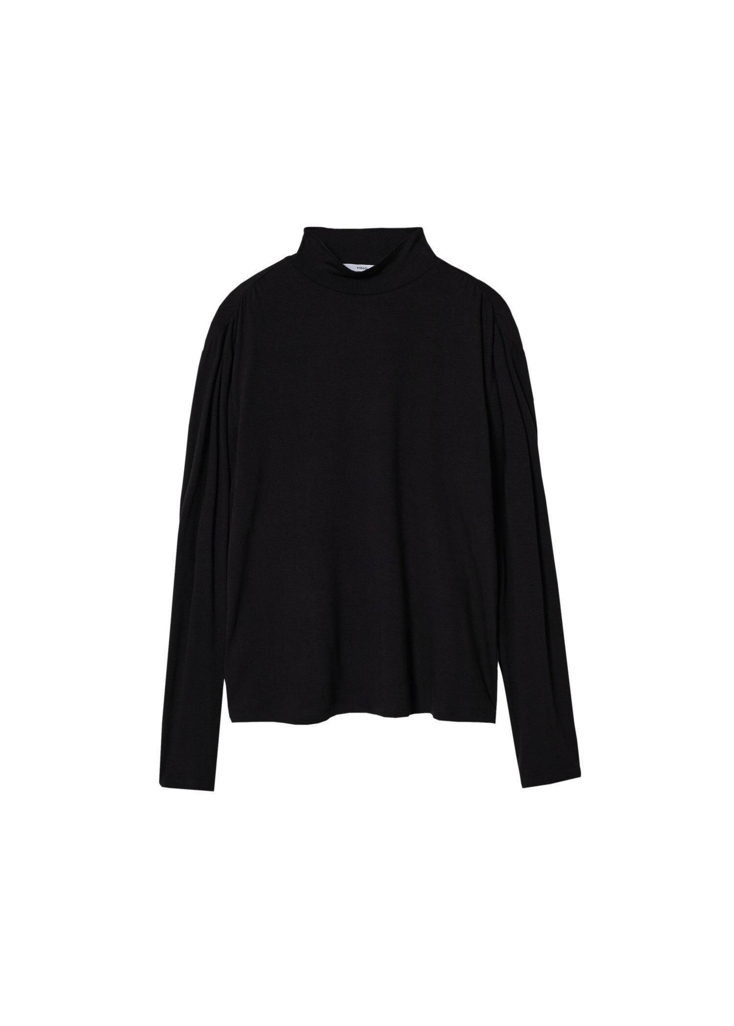 Black Turtleneck Long-Sleeved T-Shirt, , large image number 5