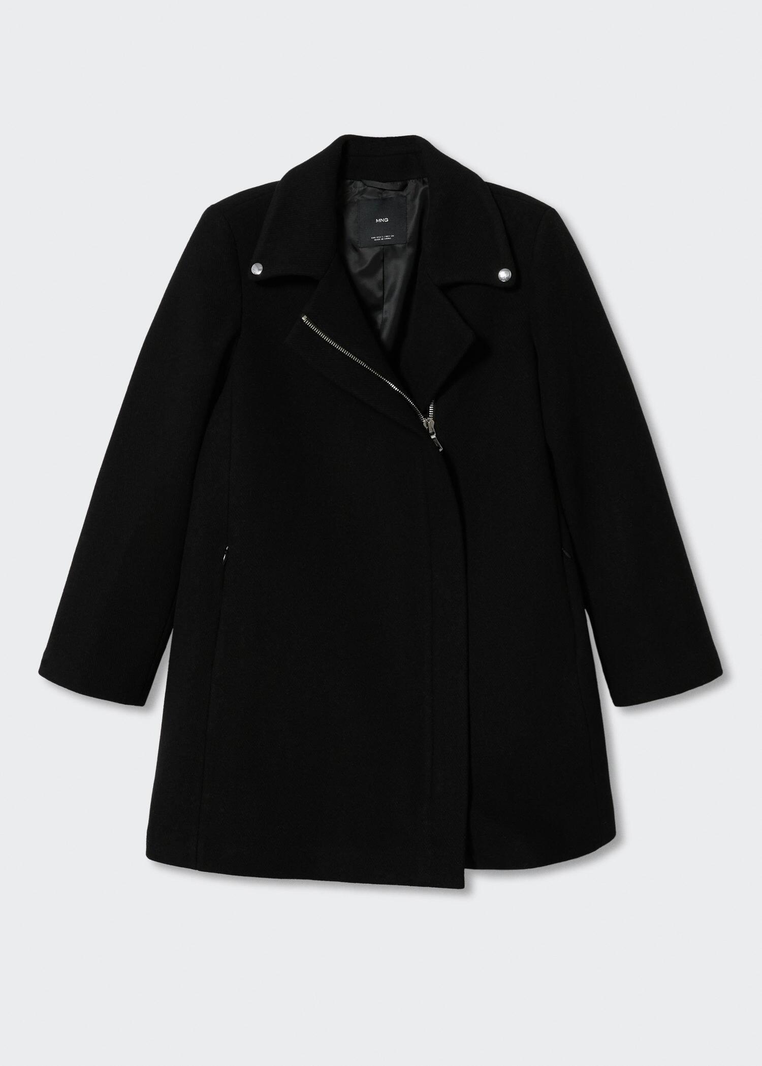Black Wool Biker Coat, , large image number 2