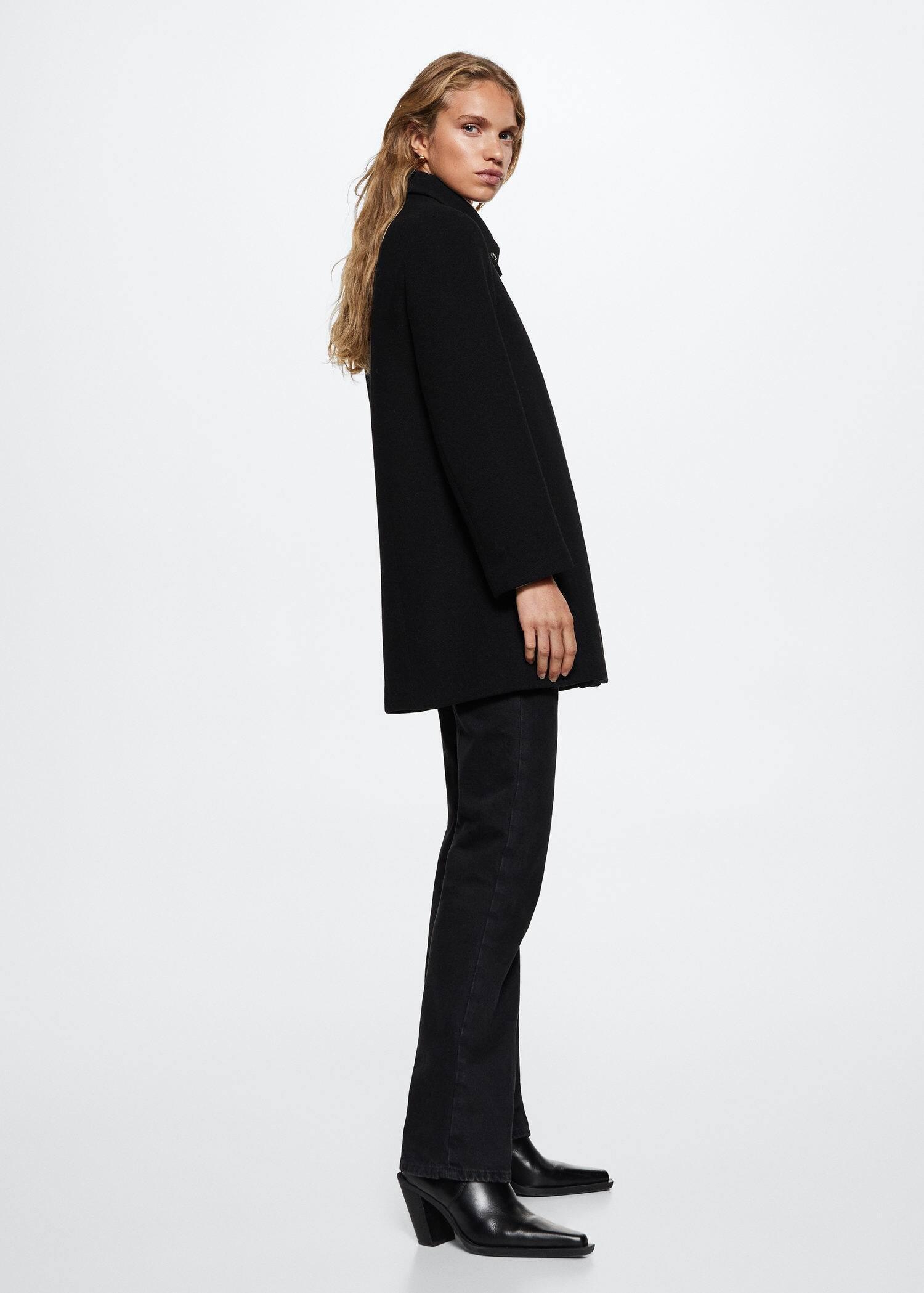 Black Wool Biker Coat, , large image number 4
