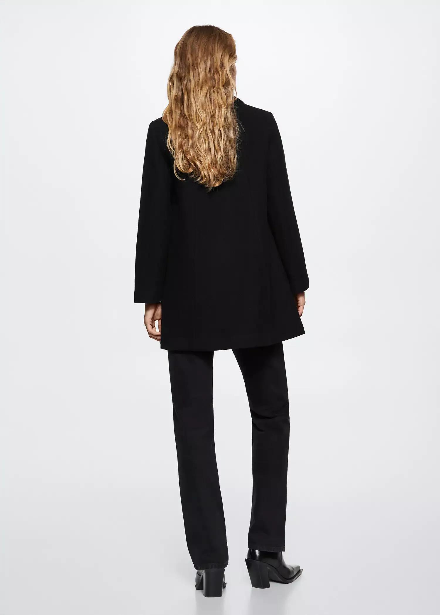 Black Wool Biker Coat, , large image number 6
