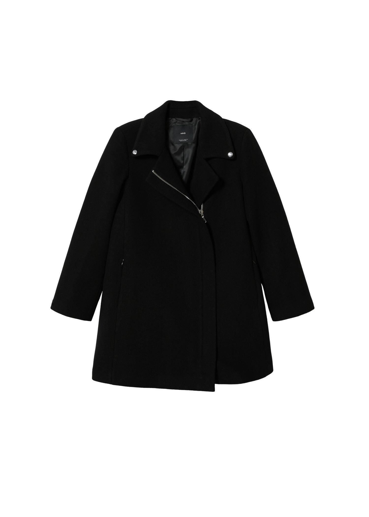 Black Wool Biker Coat, , large image number 8