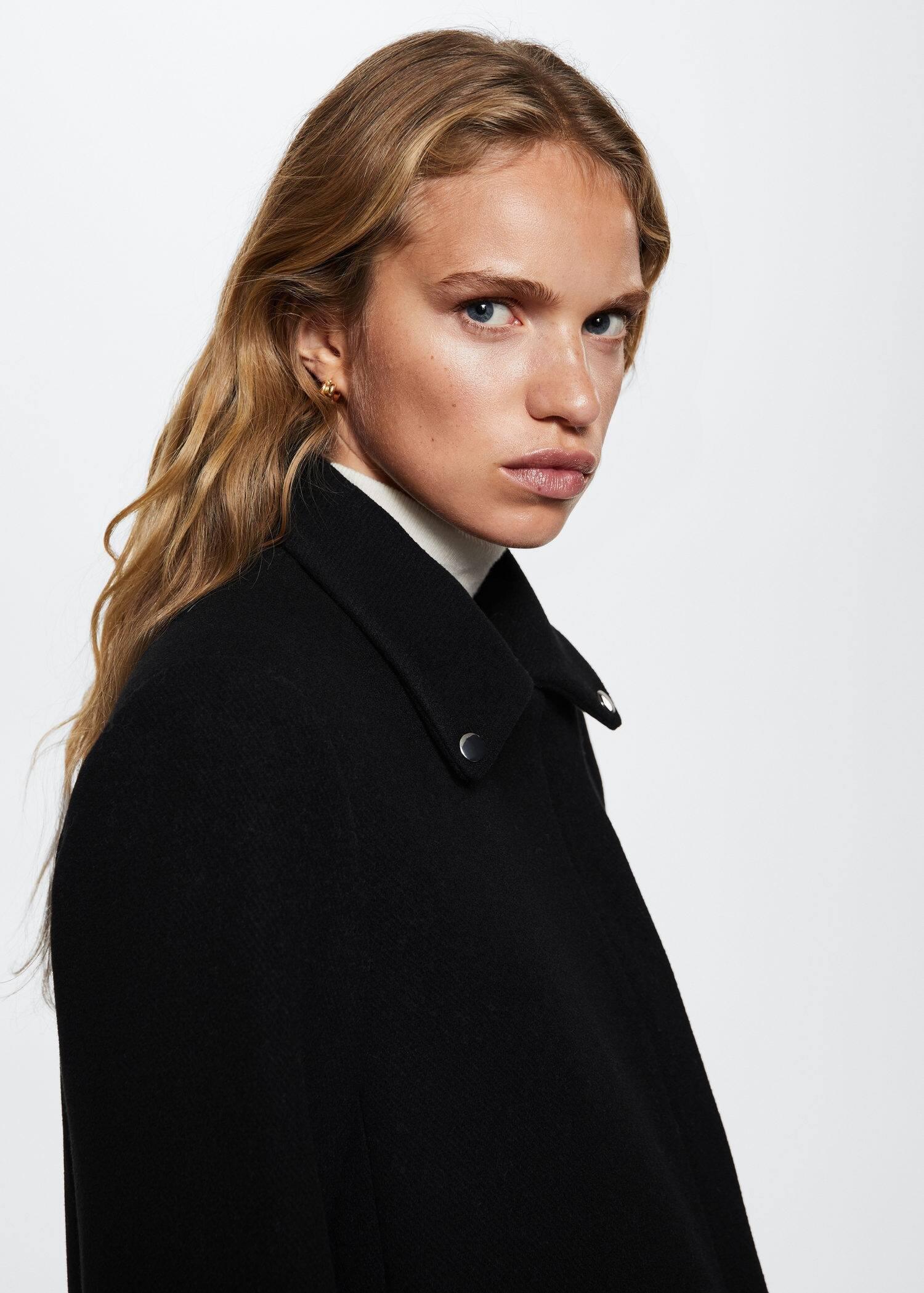 Black Wool Biker Coat, , large image number 10