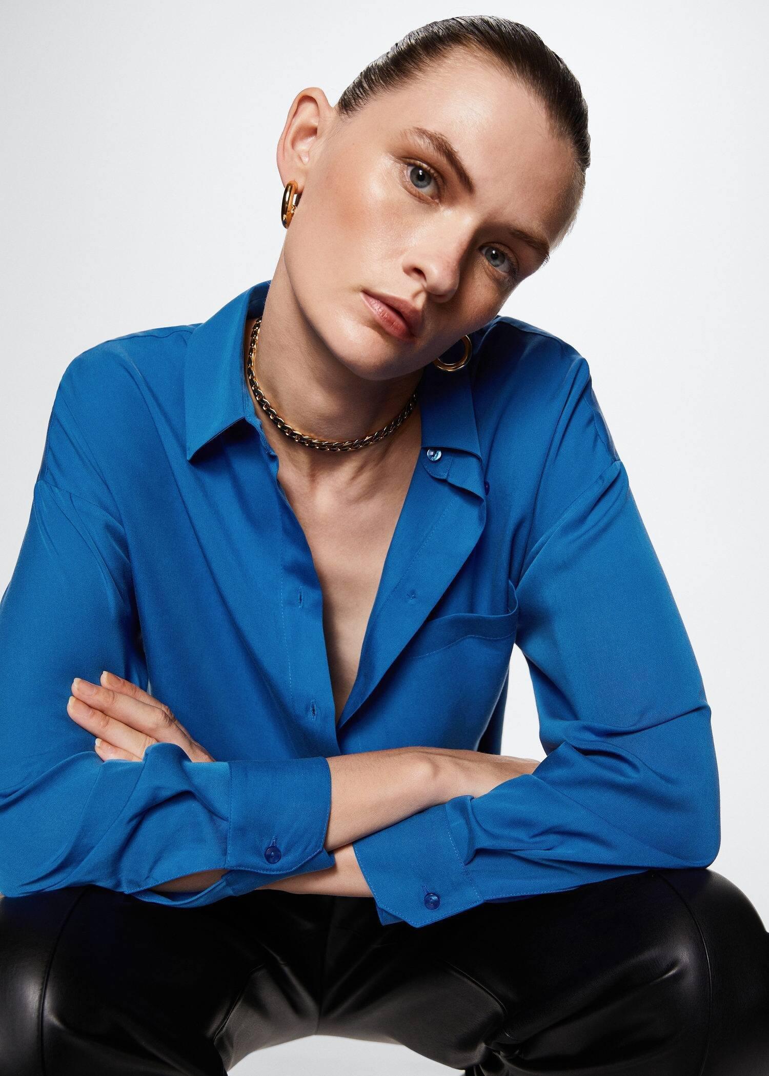 Blue 100% Lyocell Shirt, , large image number 1