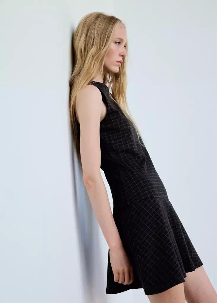 Grey Flared Knitted Dress, , medium