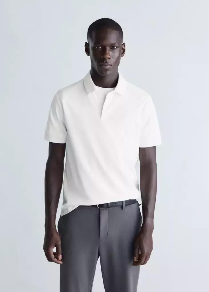 White Slim-Fit Thermolite Polo Shirt, Natural White, medium