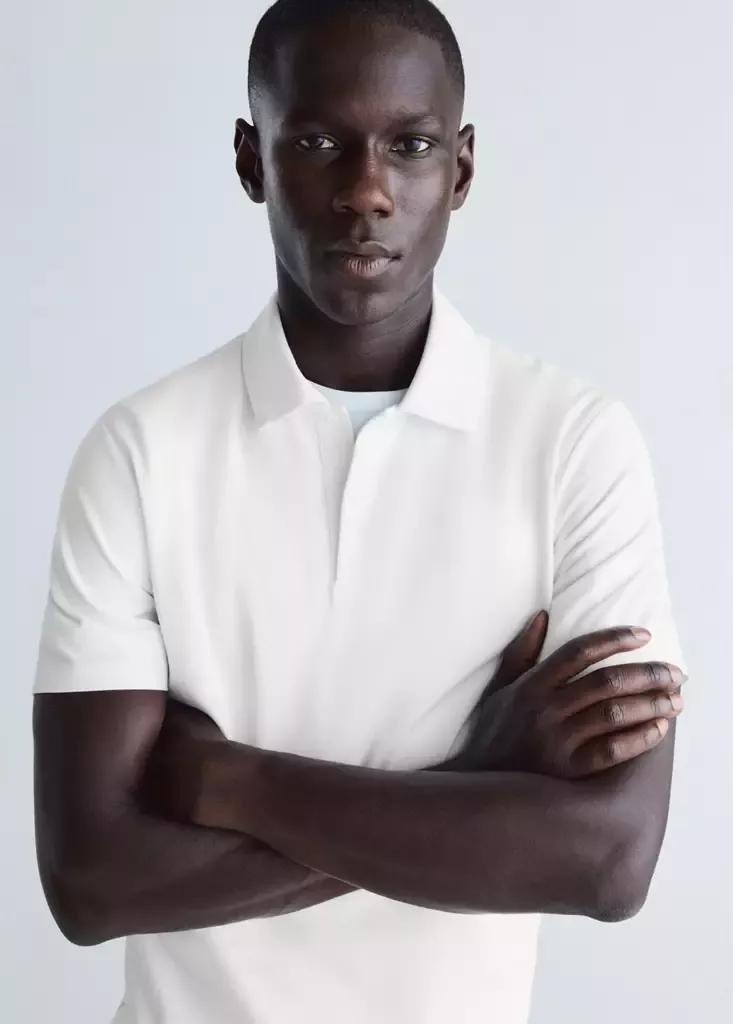 White Slim-Fit Thermolite Polo Shirt, Natural White, large image number 3