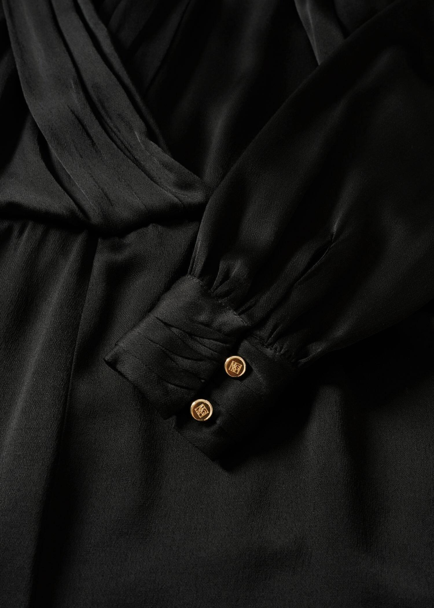 Black Wrap Neckline Satin Jumpsuit, , large image number 8