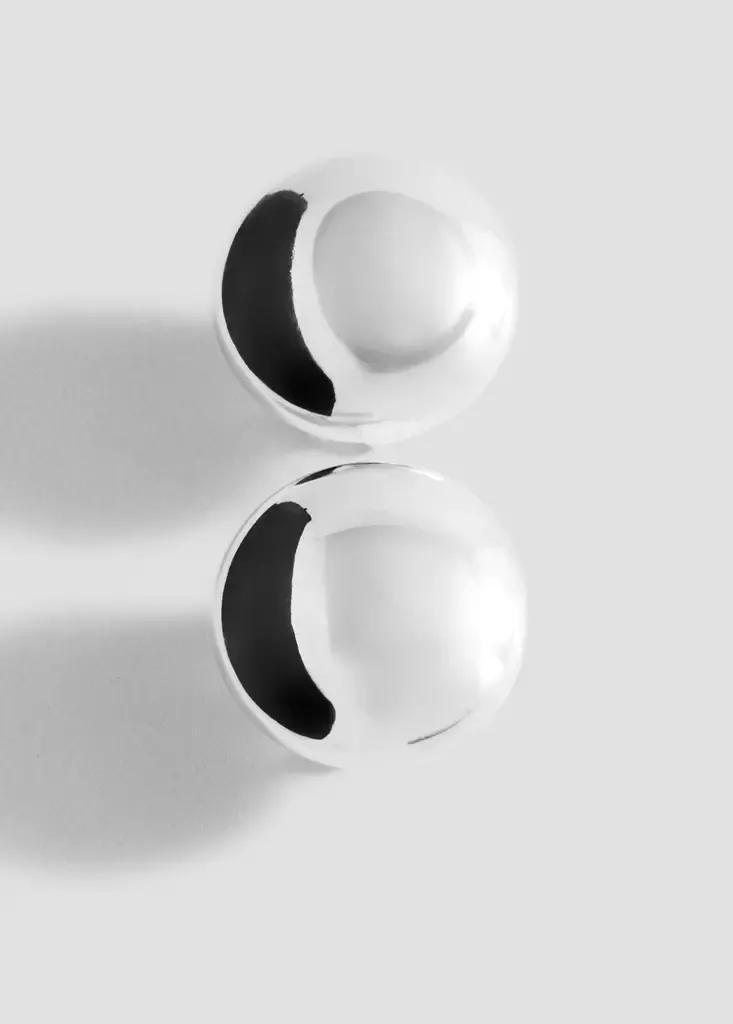 Silver Round Volume Earrings, , medium