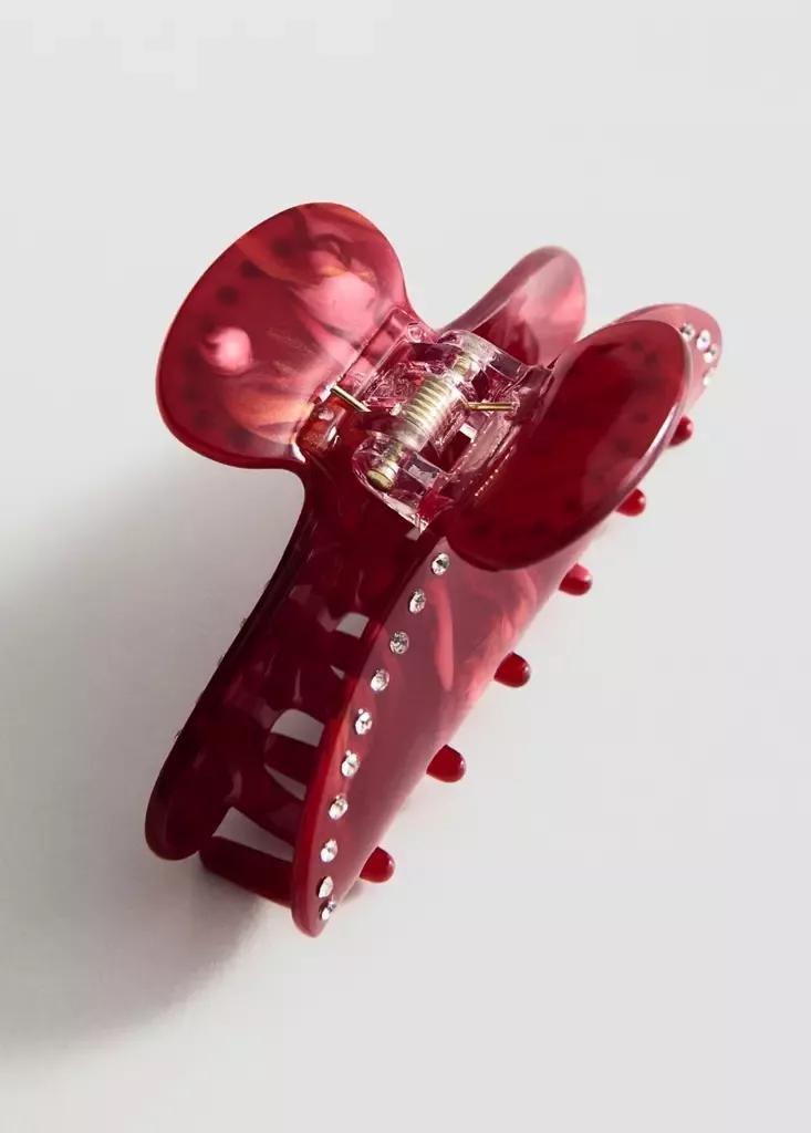 Red Rhinestone Hair Clip, , large image number 1