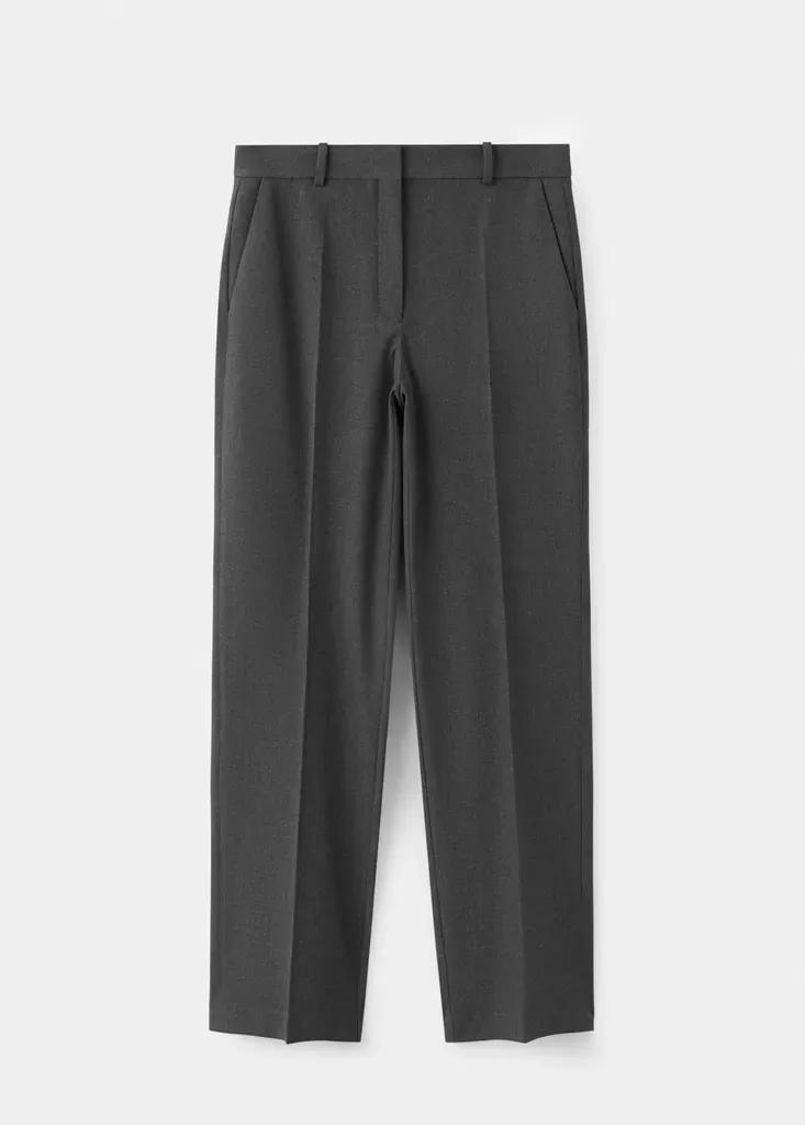 Grey Straight-Fit Suit Trousers, , large image number 3