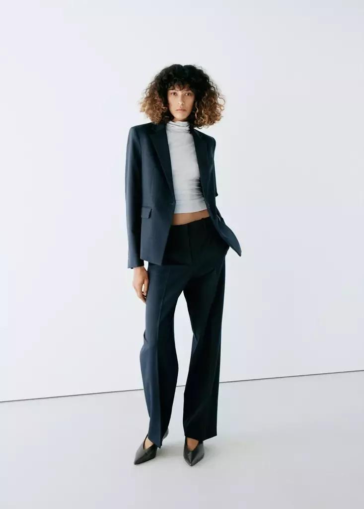 Navy Fitted Suit Blazer, , large image number 0