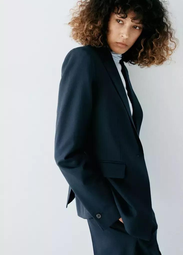 Navy Fitted Suit Blazer, , large image number 1