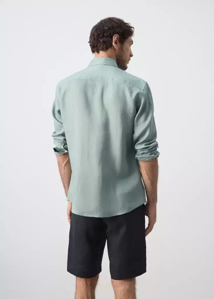 Bright Green Regular-Fit Linen Shirt, , medium
