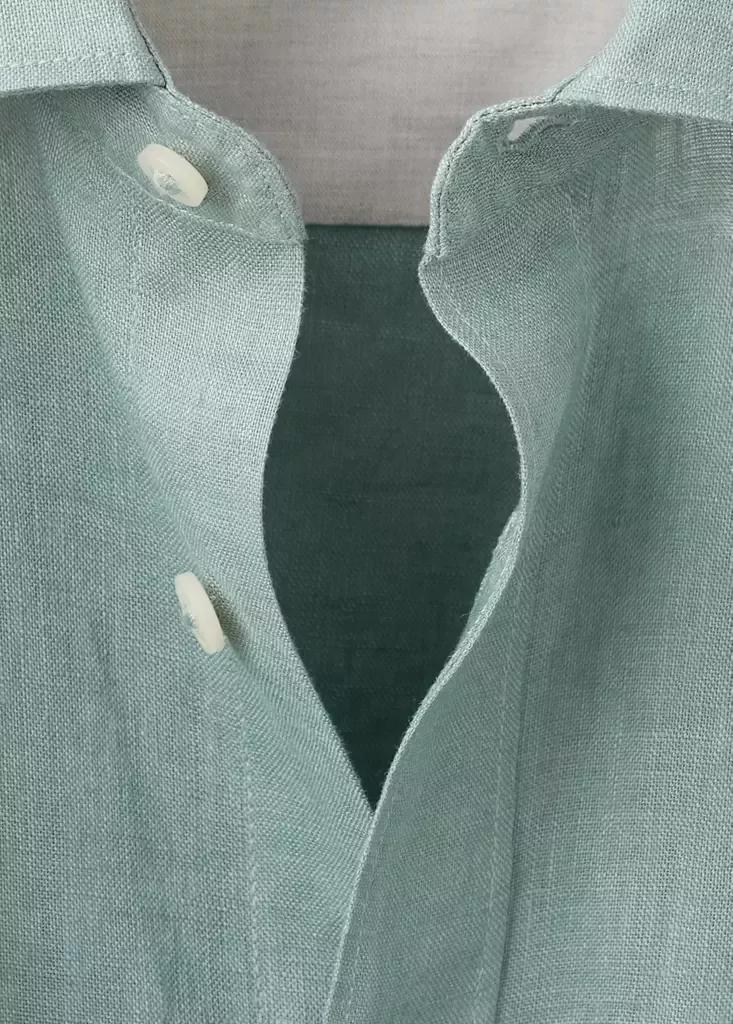 Bright Green Regular-Fit Linen Shirt, , large image number 6