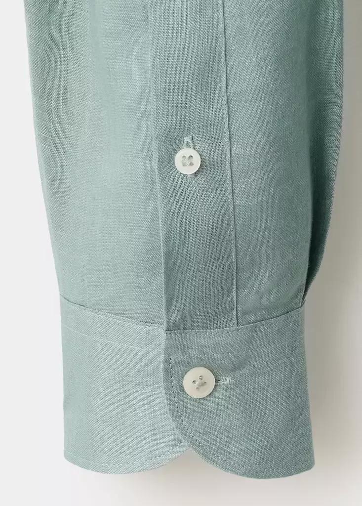 Bright Green Regular-Fit Linen Shirt, , large image number 7
