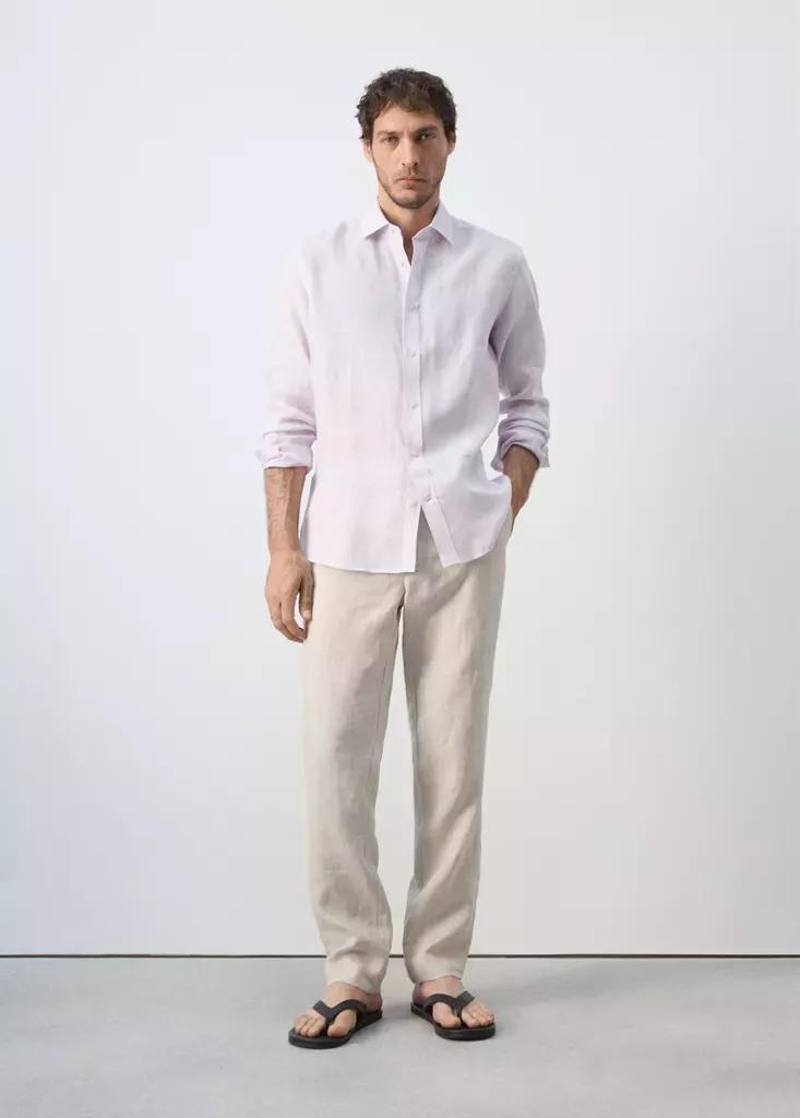 Pink Regular-Fit Linen Shirt, , medium