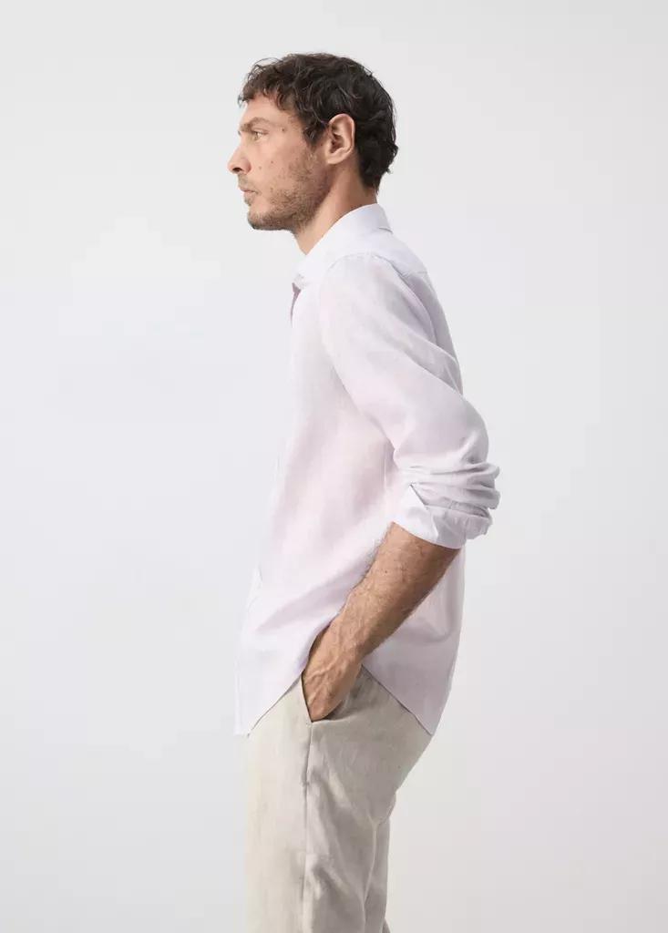 Pink Regular-Fit Linen Shirt, , large image number 4