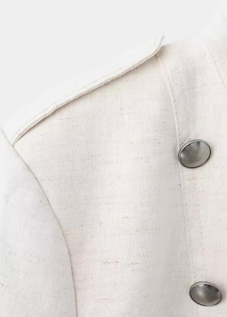 LIGHT BEIGE 100% linen jacket with buttons, , large image number 5