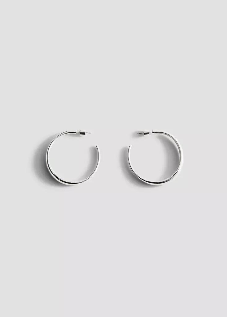 Silver Thin Hoop Earrings, , large image number 0