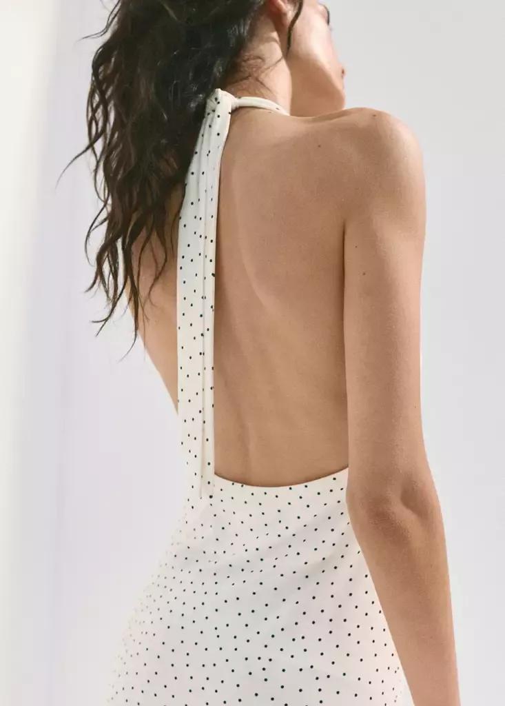 Beige Draped Halter Dress, , large image number 5