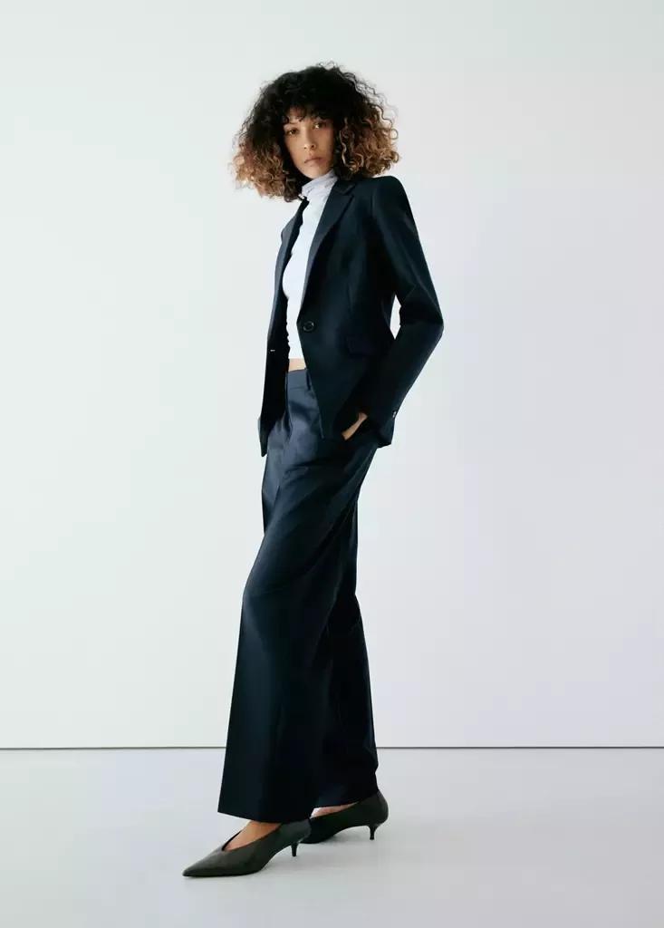 Navy Straight Suit Trousers, Navy, medium