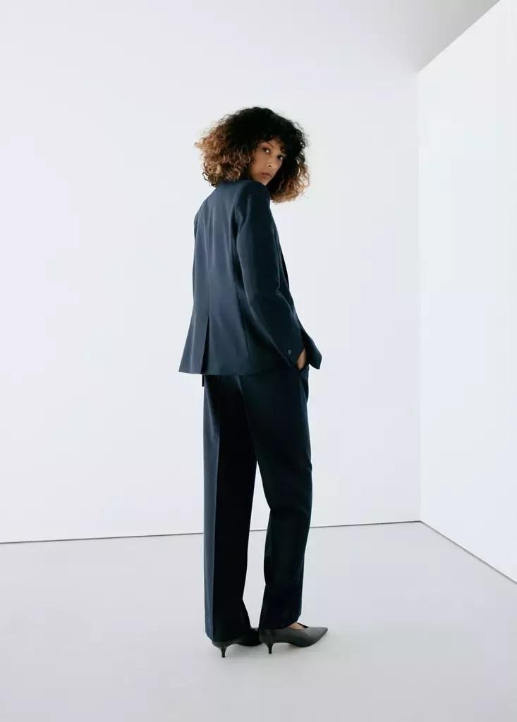 Navy Straight Suit Trousers, Navy, large image number 2